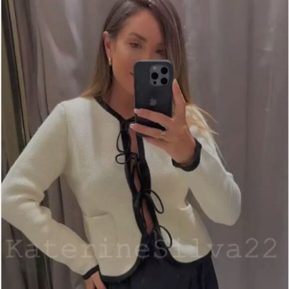 ZARA KNIT CARDIGAN WITH TIES - Picture 4 of 10